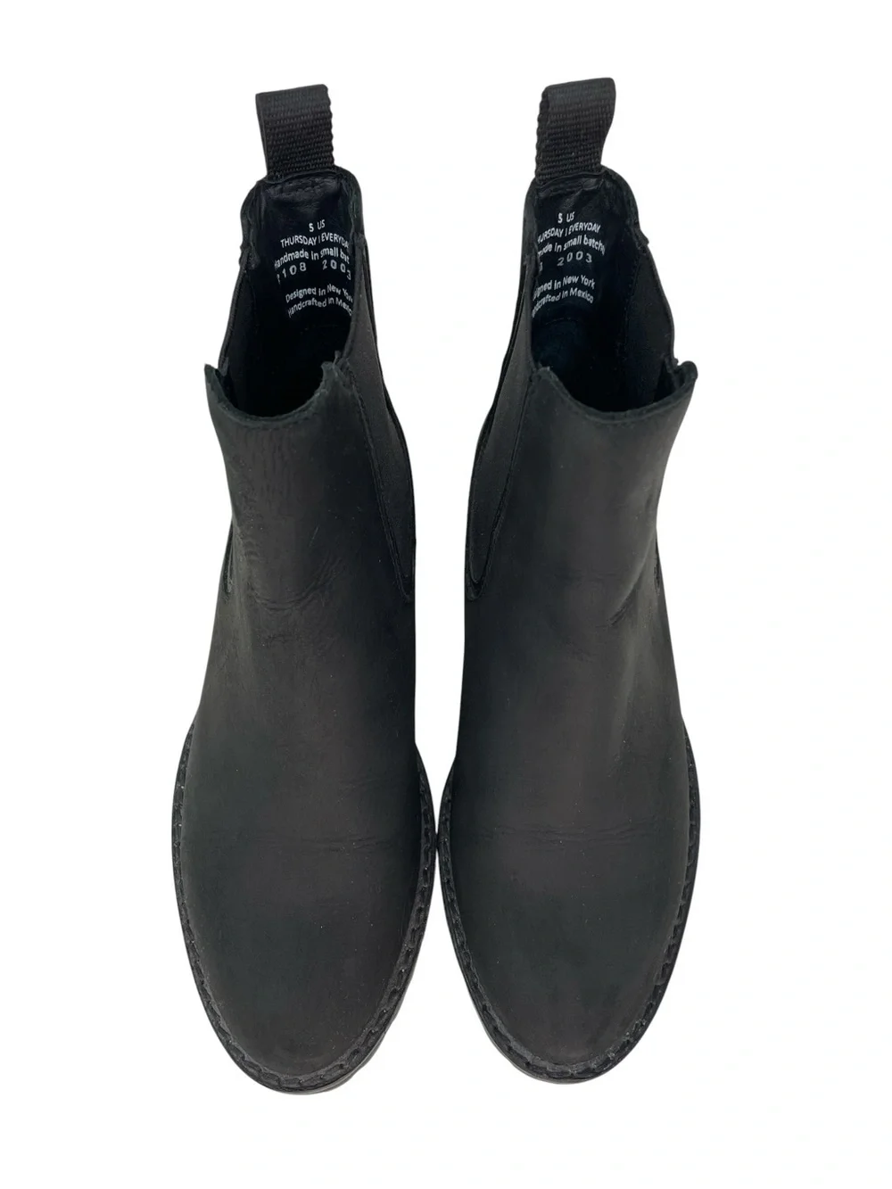 THURSDAY BOOT CO Ankle Booties Black Leather Chelsea Lug Sole Boots Size 5